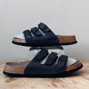 Birkenstock Betula Sandals Florida Three Strap Back Leather Sz 36 Ladies 5 5.5 6